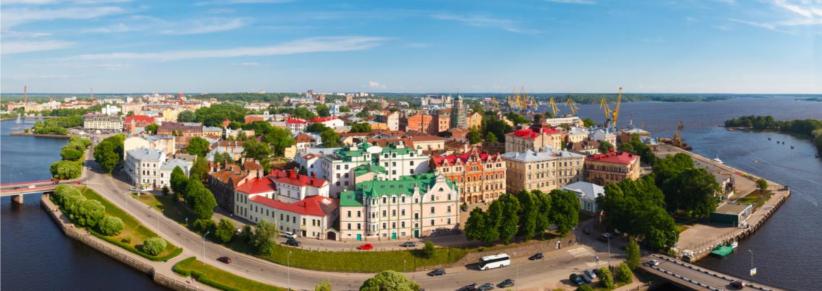 Mahtava näkymä Viipurin vanhaan kaupunkiin lintuperspektiivistä Näkymä Viipurin vanhaan kaupunkiin.